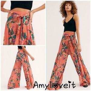 New Free People Aloha Printed Wide Leg Pants